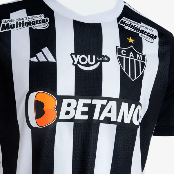 Camisa Atlético Mineiro Home 24/25 - Preta e Branca - C/ Patrocínio